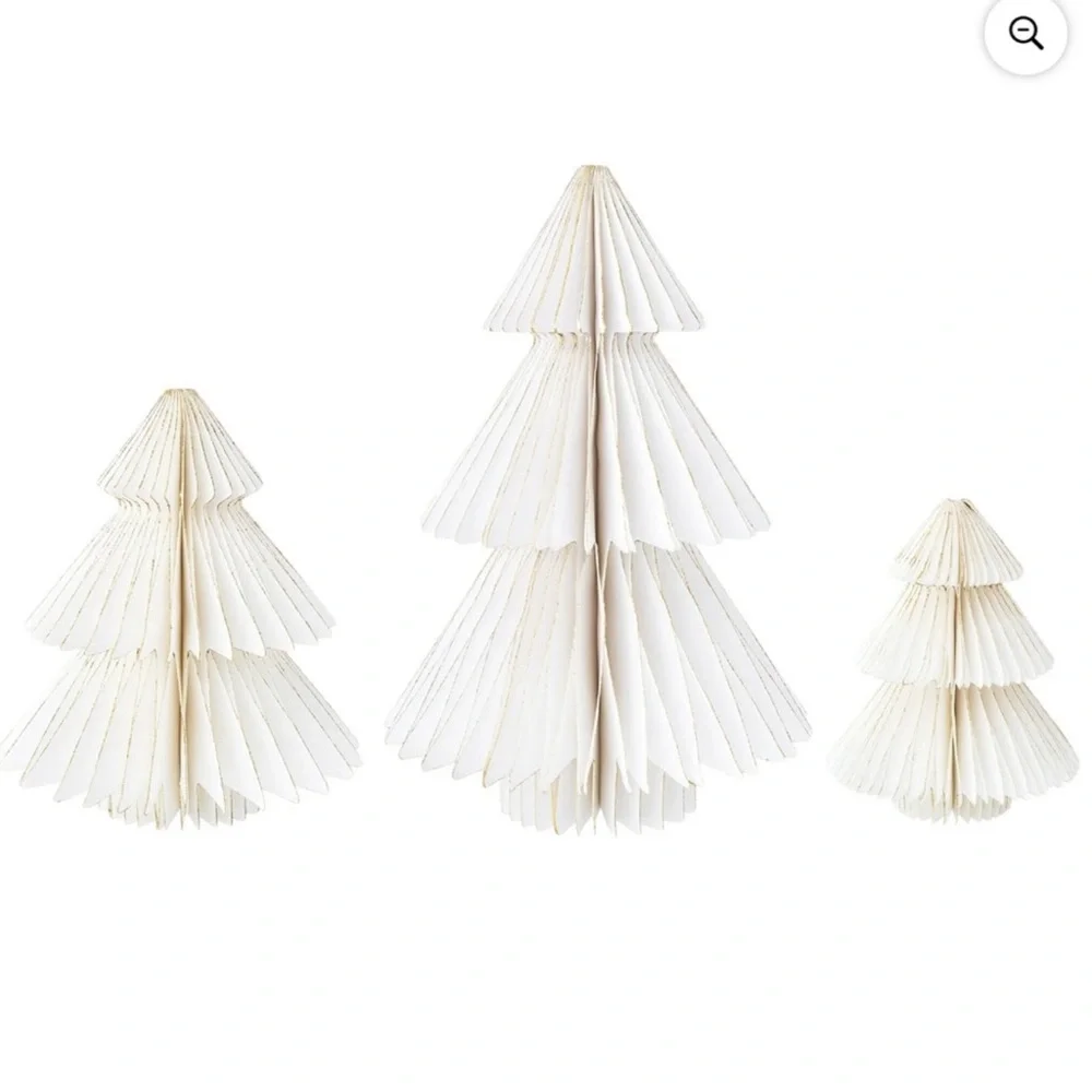 New Set of 3 White Paper Tree Winter Tabletop Decorations, 6